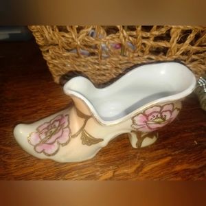 Vintage Candrea PORCELAIN SHOE SOUVENIR W/ GOLD TRIM MID-CENTURY modern MCM